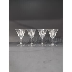 Art Deco Wine Glasses, Vintage Martini Glasses, Etched Glass Set of 4, Bar Decor